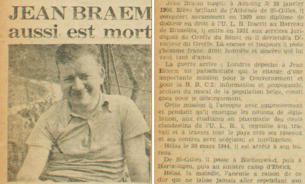 Een in memoriam voor Jean Braem in Front. Hebdomadaire belge de la rsistance