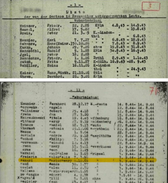 Lijst van de gevangenen in Brauweiler