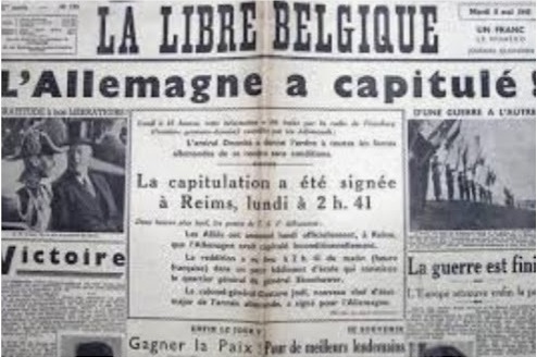 De capitulatie van het Derde Rijk in La Libre Belgique