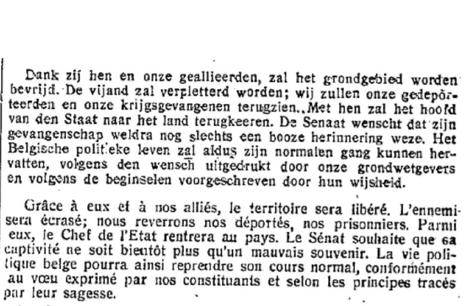 Uittreksel uit de Parlementaire Handelingen van de openingszitting van de Verenigde Kamers op 19 september 1944