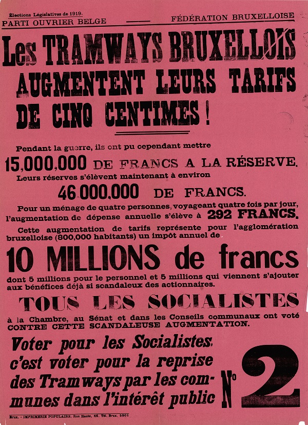 Affiches lectorales 1919 - Archives de la ville de Bruxelles