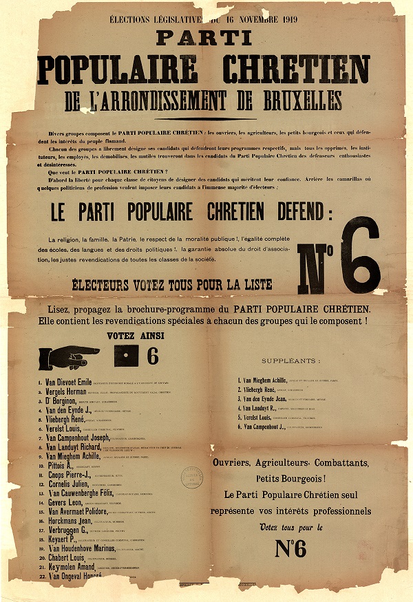 Affiches lectorales 1919 - Archives de la ville de Bruxelles