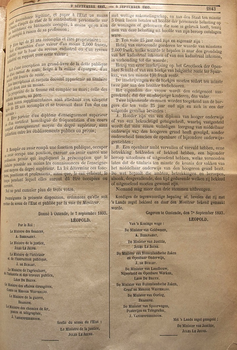 Moniteur belge du 9 septembre 1893