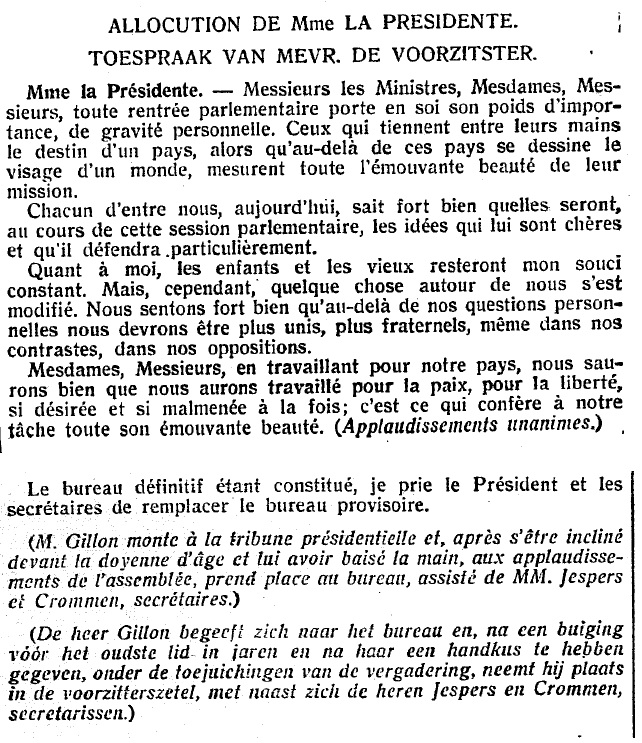 Extrait des Annales du Snat de Belgique, 1956-1957, pp. 4-5