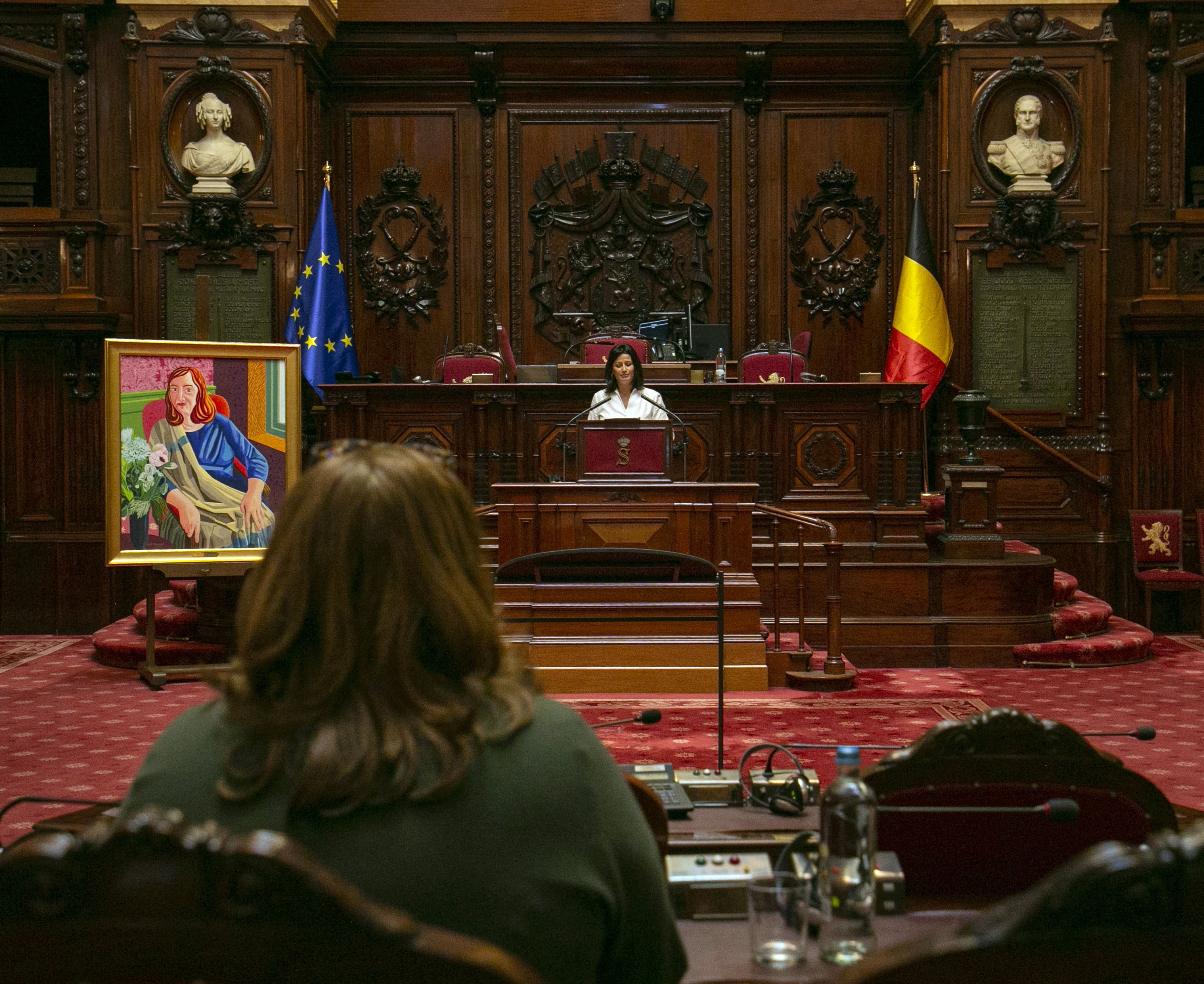 Portret van Sabine de Bethune onthuld in de Senaat