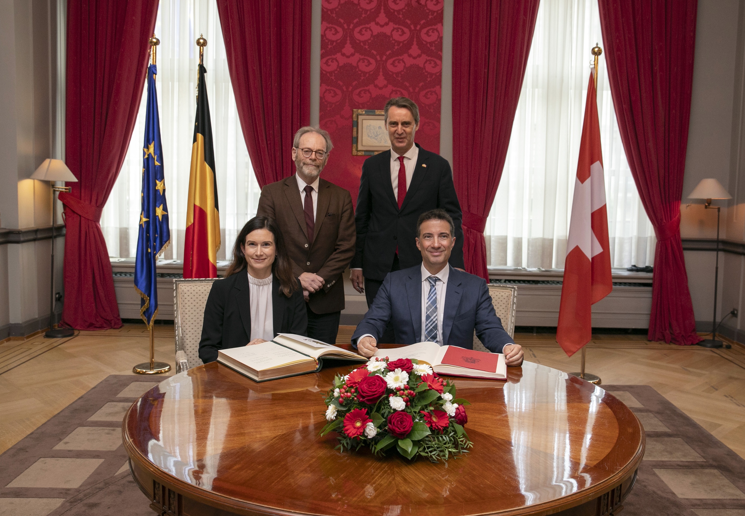  Voorzitters van het Zwitsers Parlement op bezoek in het Paleis der Natie